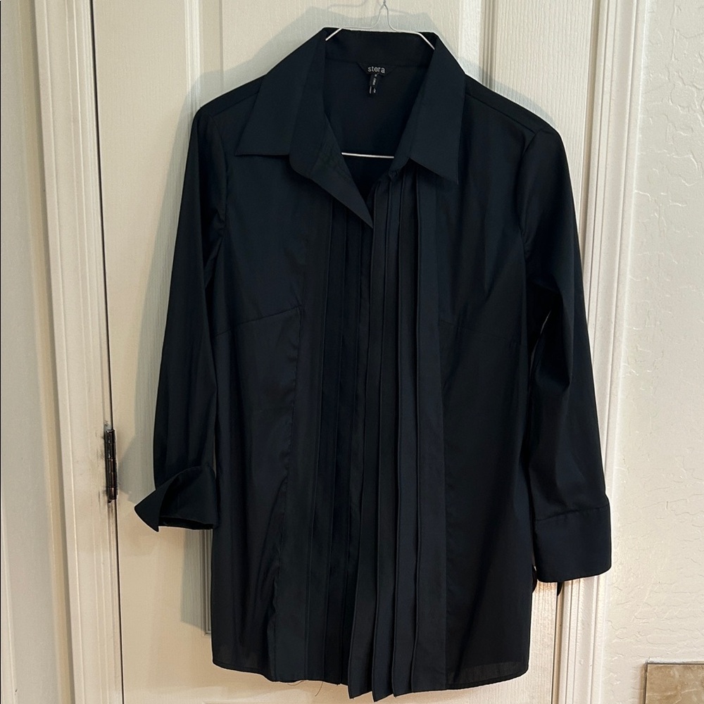 Stera Women's Black tuxedo style shirt
